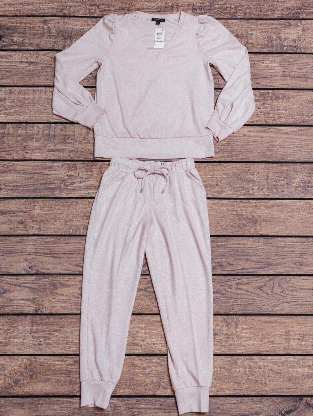 INC International Concepts Pink Shimmer Sweater Jogger 2 Piece Set Small NWT